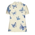 thumbnail image 5 of JTZGDY Plus Size Women Linen Shirts Dressy Casual Floral Printed Summer Short Sleeve Oversized Lapel Collared Round Neck Graphic T-Shirts Top Loose Fit Business Work Tunic Blouse Multicolor#51 M, 5 of 7