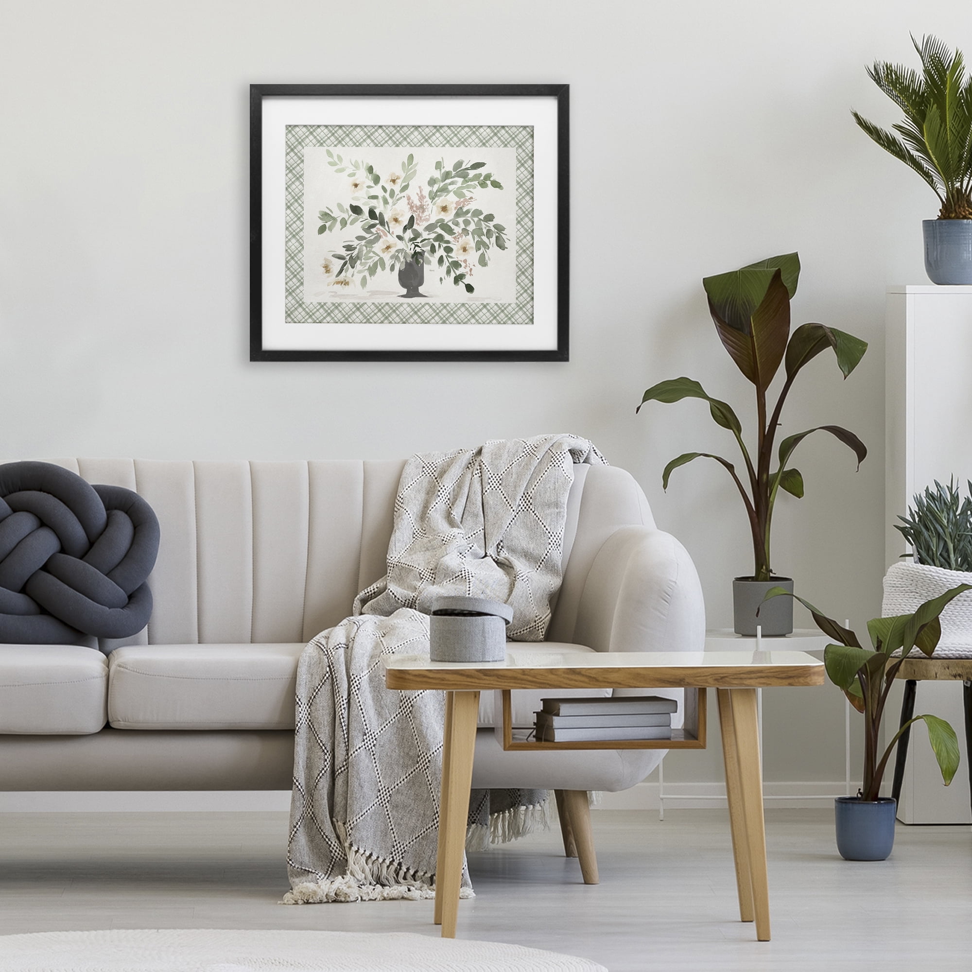 Stupell Industries Springtime Bouquet on Plaid Black Framed Print Under Glass, design by Lucille Price