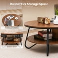 thumbnail image 6 of Costway 2-Tier Round Coffee Table with Wood Grain Finish & Heavy-duty Metal Frame, 6 of 10