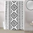 thumbnail image 5 of Fabric Shower Curtain, Boho Black Geometric Striped Farmhouse Style Shower Curtains with 12 Hooks Waterproof Machine Washable Bath Curtains for Bathroom, 72 x 96in, 5 of 6