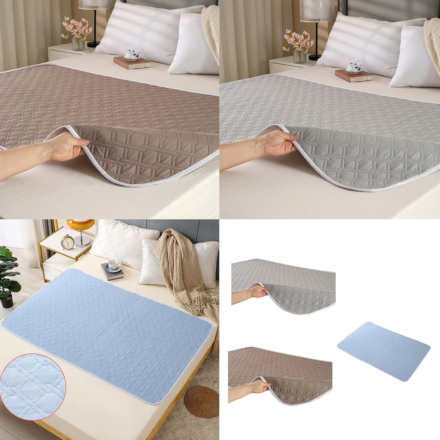 2Pcs Washable Incontinence Bed Pads, 31 x 47 inch Waterproof Mattress Protector Underpad, Reusable Pee Pads Chucks Pads for Adults Elderly (Grey)
