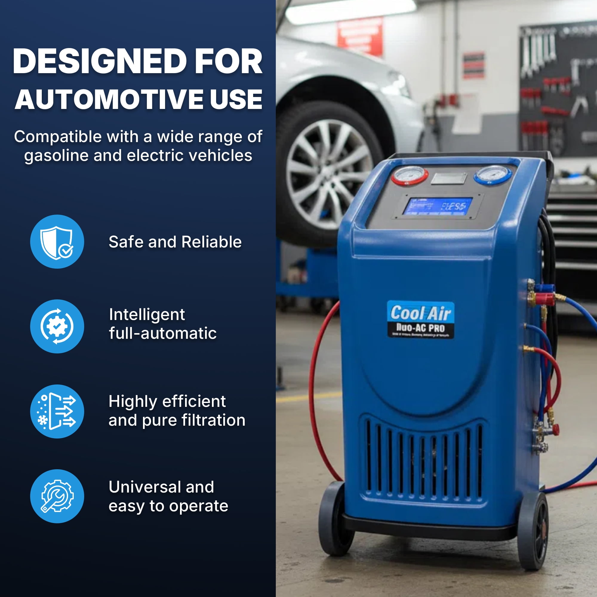 LAUCO Cool Air Duo-AC Machine PRO, Professional Automotive AC Recovery, Recharge & Recycling Machine | Full-Automatic Dual Refrigerant Service Station with 7-Inch Touch Screen - 87273