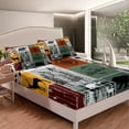 thumbnail image 4 of Cabin Retro Rustic Lodge Bed Sheets Set, Bear Deer Country Sheets Twin, Hunting Wild Animal Sheet Set Plaid Check Adventure Themed Flat Fitted Sheet Teens Adult Men Bedroom Decor, 4 of 5