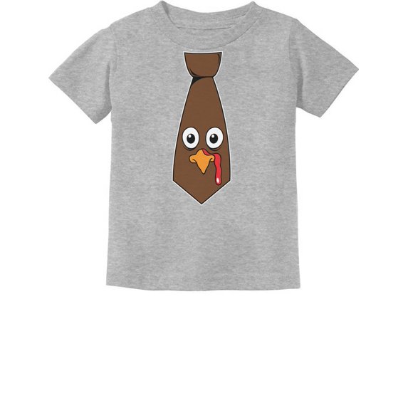 Thanksgiving Shirts for Boys Girls Funny Turkey Face Tie Toddler Kids Shirt 3T Gray
