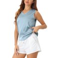 thumbnail image 4 of INSPIRE CHIC Womens Satin Tank Tops Casual Sleeveless Blouses V Neck Summer Top XS Blue, 4 of 6