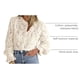 thumbnail image 4 of Blusa de Encaje para Mujer PRETTYGARDEN Manga Larga con Botones Beige Talla L, 4 of 9