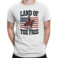 thumbnail image 2 of Smartprints Land of the Free Cowboy American Flag Men's T-shirt, White, S, 2 of 3