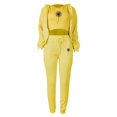 thumbnail image 4 of Gibobby Set Pants y Sudadera Mujer Conjunto de ropa deportiva de 3 piezas con sudadera con capucha y estampado de diente de león para mujer(Amarillo,G), 4 of 5