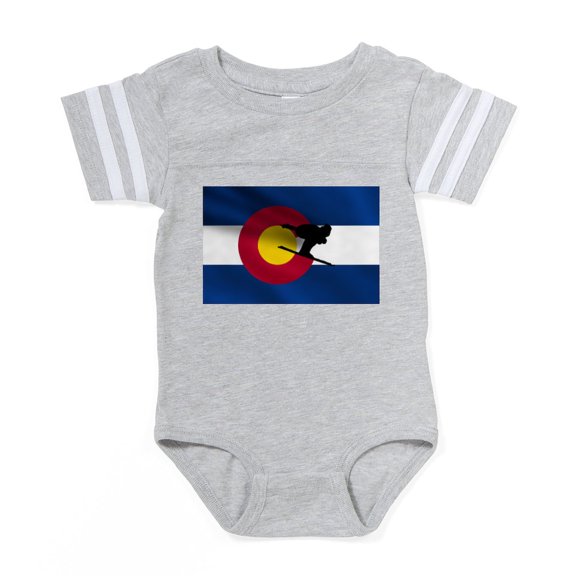 CafePress - Colorado Skiing Flag - Cute Infant Baby Football Bodysuit