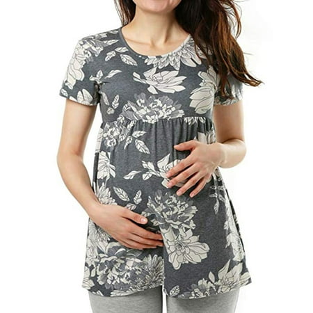 

JNniff Women s Maternity Side Ruching Round Neck Shirt Blouse
