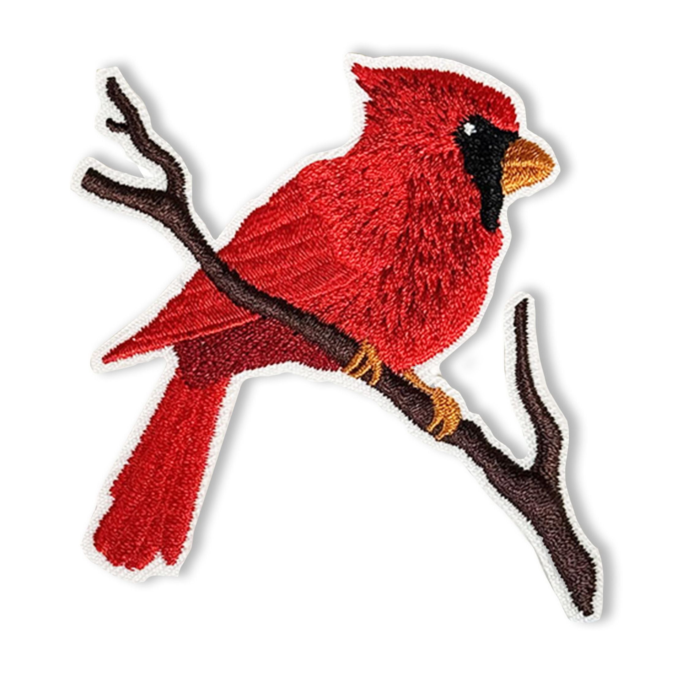 LA VOGUE Cardinal Embroidered Iron‑On Patch, 1 Piece — ~11.43 × 8.89 cm (4.5 × 3.5 in)