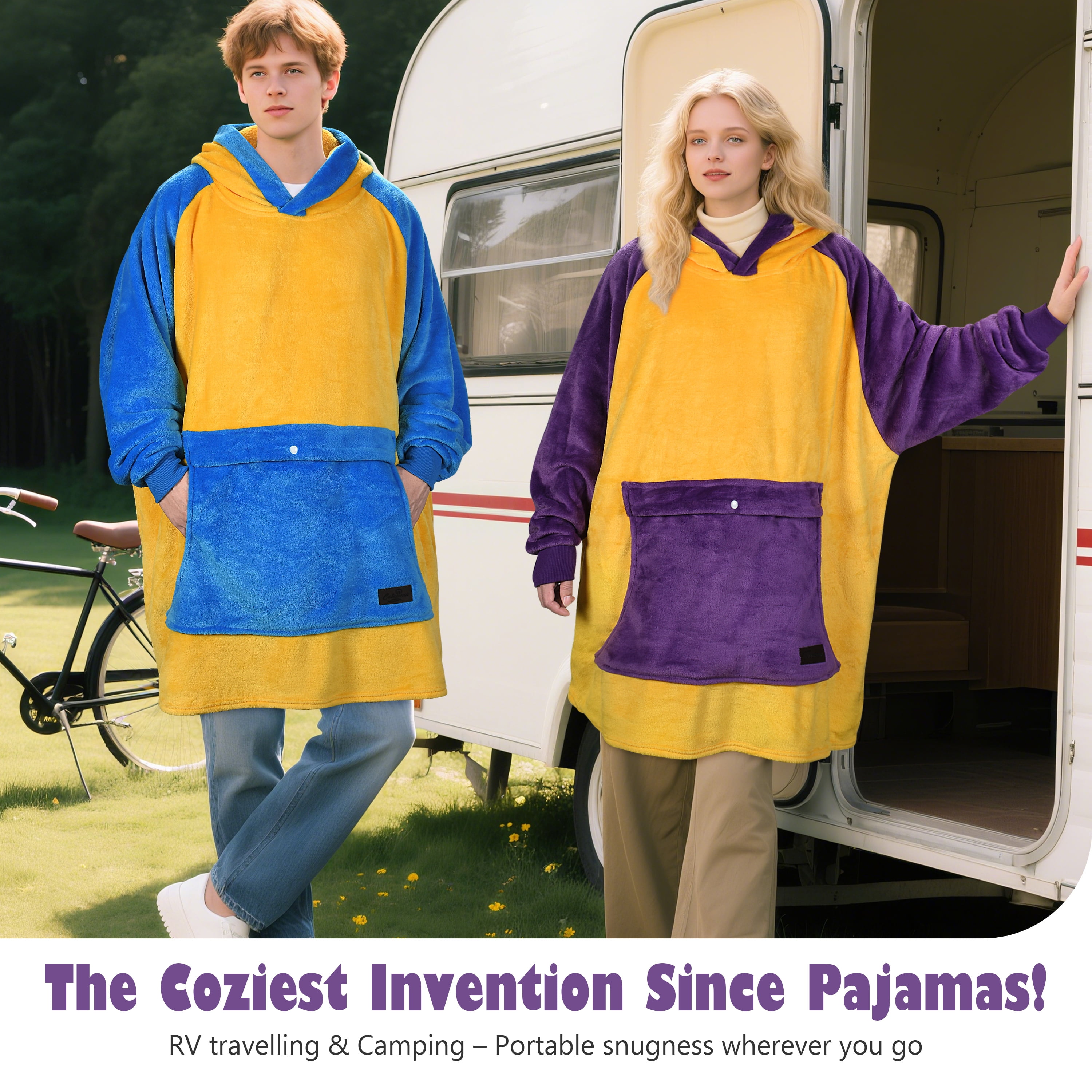 Catalonia Oversized Blanket Hoodie Sweatshirt, Fleece Pullover with Large Front Pocket, for Adults Men Women