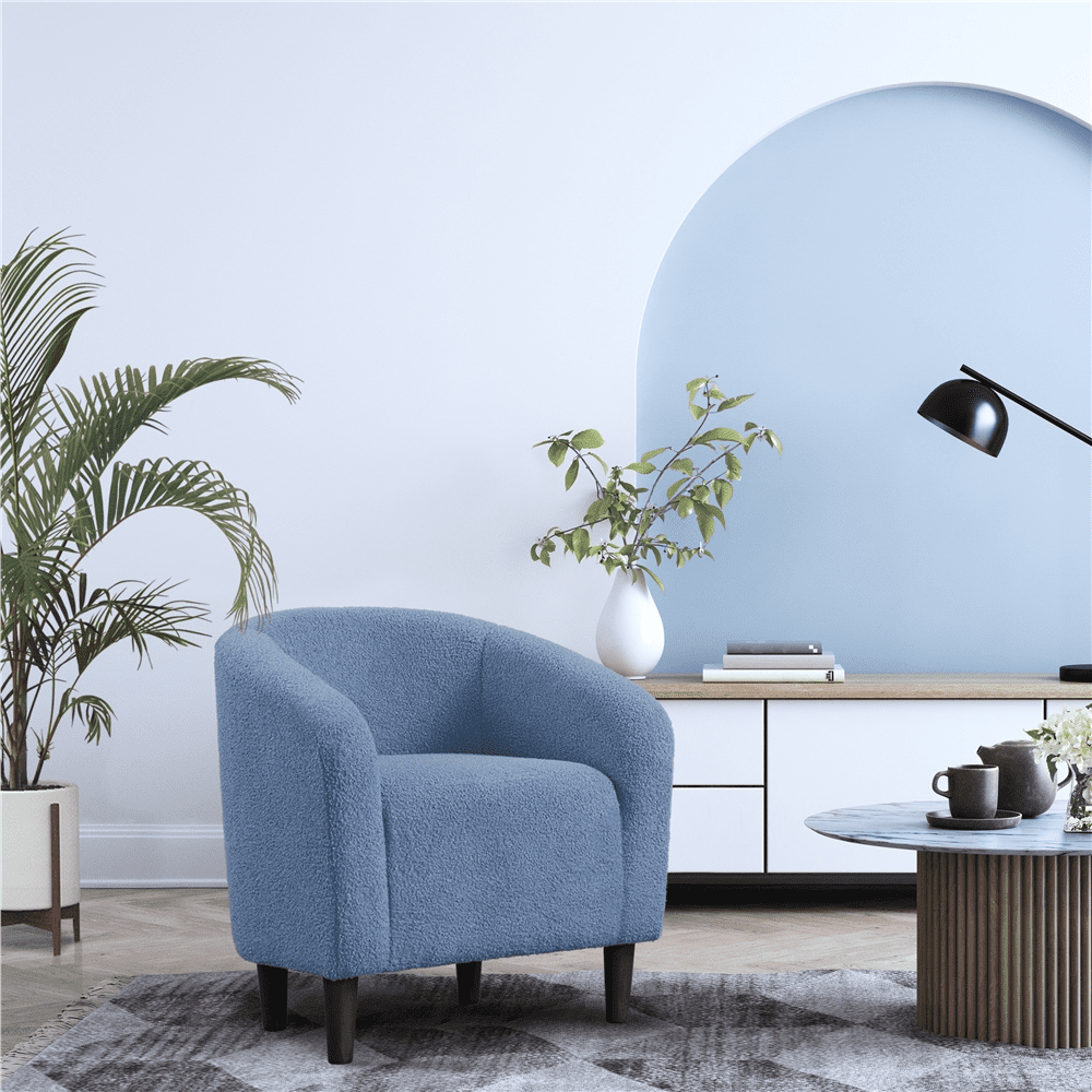 Renwick Set of 2 Boucle Upholstered Club Chair, Blue