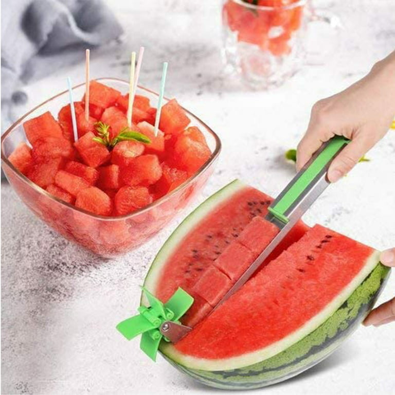 Choxila Watermelon Cutter Slicer,Stainless Steel Watermelon Cube Cutter  Quickly Safe Watermelon Knife,Fun Fruit Knives Salad Melon Cutter for  Kitchen