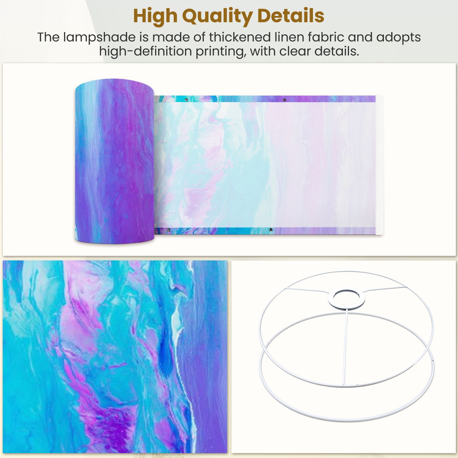 Lampshades 2 Pack Blue green teal pink purple abstract art 13"x13"x10" Light Shade for Table Lamps Floor Lamps Drum Lamp Shades Lampshade Replacement Easy Assembly