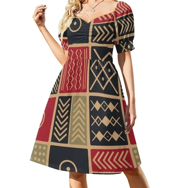 Vestido de verano de manga corta con estampado étnico africano, 6 vestidos de verano para mujer, vestidos de verano holgados para mujer