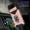 thumbnail image 3 of For Google Pixel 6a Case with Card Holder & 360° Magnetic Ring Stand Heavy Duty Camera Lens Slide Dual Layer Shockproof Hidden Card Slot Slim Wallet Phone Case Cover for Women Men,Rosegold, 3 of 7
