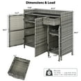 thumbnail image 3 of 47.5"W Wicker Outdoor Storage Cabinet with Tempered Glass Desktop, Weather-proof Rattan Bar Table with Three Doors, Adjustable Shelf, and One Drawer, for Outdoor Cushions, Pool Toys , Grey, 3 of 4