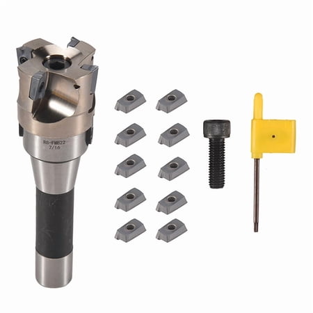 400R 50MM Milling CNC Face End Mill Cutter Kit + 10Pcs APMT1604 Carbide Inserts + R8 Shank Arbor for Power Machine Tool 1 * 400R milling cutter 1 * R8 Knife rod 1 * Spanner 10 * Inserts Silver