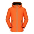 thumbnail image 2 of Yusimy Men's Solid Color Water-Repellent Fleece-Lined Heavyweight Jacket with Reflective Stripes, Zippered Pockets, Long Sleeve Hooded Casual Workwear Coat, 2 of 3