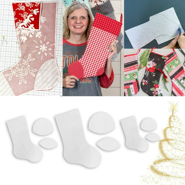Ensemble de Modèles de Couture pour Bas de Noël pour Projets de Quilting et Tricot Festifs avec Outils de Patchwork