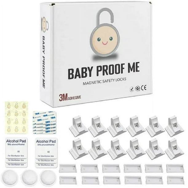Baby Proof Me Cerraduras Magnéticas para Gabinetes, 36 Cerraduras + 9 Llaves, Cerraduras para Gabinetes de Cocina Seguros para Bebés y Cajones a Prueba de Niños con Fácil Instalación