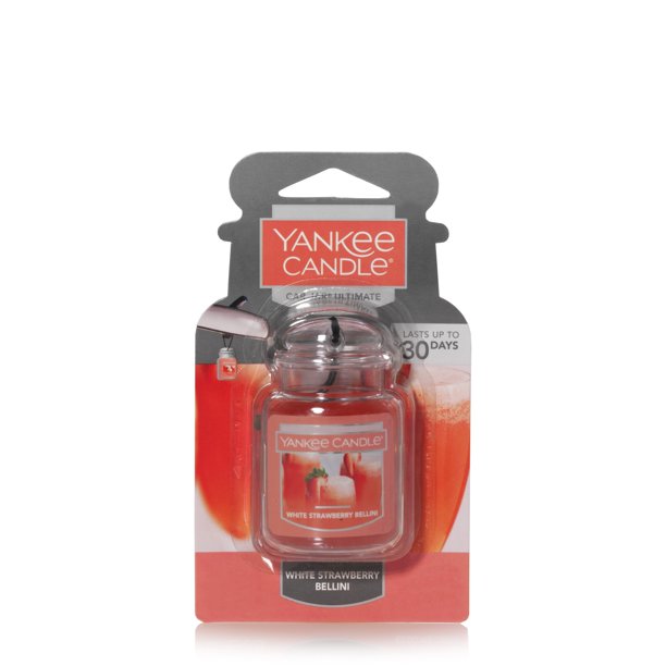 Yankee Candle Car Jar Ultimate White Strawberry Bellini Scent, Hanging