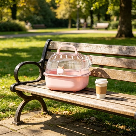 Portable Acrylic Hamster Cage Bird Carrier Transparent Small Pet Travel Backpack with Water Bottle Lightweight Escape Proof for Birds Hamsters Travel