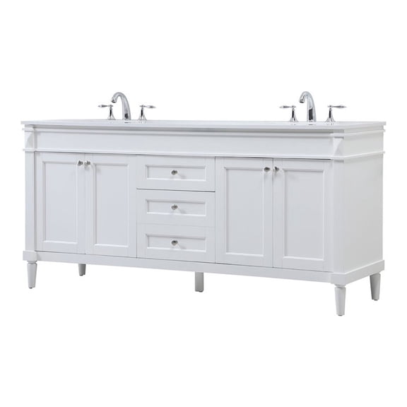 Elegant Decor Bennett 72" Aluminum MDF Double Bathroom Vanity in White
