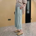 thumbnail image 6 of pstuiky Maternity Work Pants Wide Leg Yoga Pants with Pockets Solid Color Fashion High Waisted Belly Supporting Cropped Pants Baggy Pregnancy Pants, 6 of 7