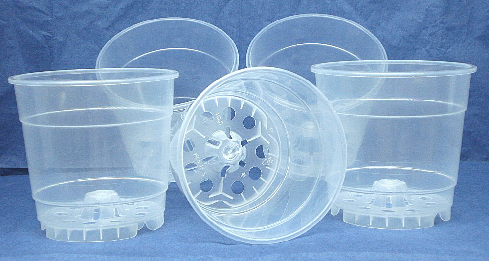Clear Plastic Teku Pot for Orchids 4 1/2 inch Diameter Quantity 2 