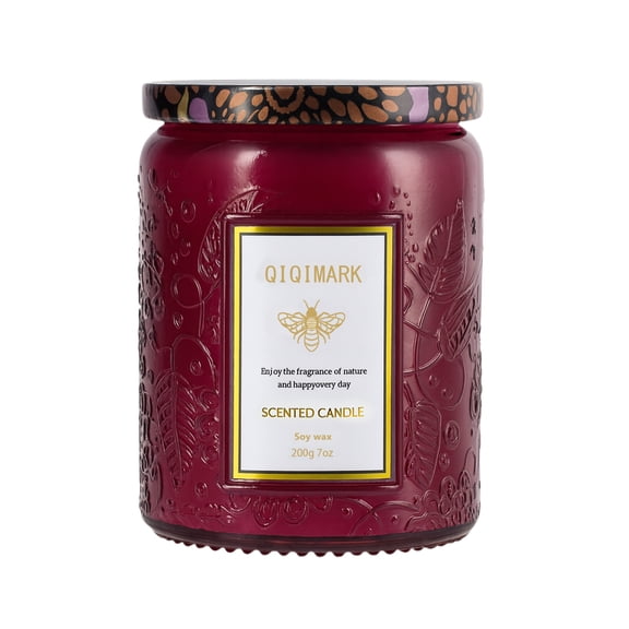 Lavender & Eucalyptus Large Jar Candle with Wood Wick, Decorative Glass Scented Candle, 40 Hours Long Burning for Home Decor and Gift Giving