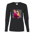thumbnail image 2 of Wild Bobby Breast Cancer Survivor Distressed American Flag Breast Cancer Awareness Women Graphic Long Sleeve T-Shirt, Black, Small, 2 of 6