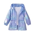 thumbnail image 5 of UACY Kids Shiny Jacket Sparkly Lightweight Waterproof Raincoat Boys Girls Street Y2K Glitter Windbreaker Rain Jacket (Blue, 5-6 Years), 5 of 7