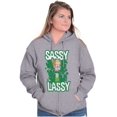 thumbnail image 4 of Retro Cartoon St Paddys Sassy Lassy Zip Hoodie Sweatshirt Women Brisco Brands S, 4 of 5