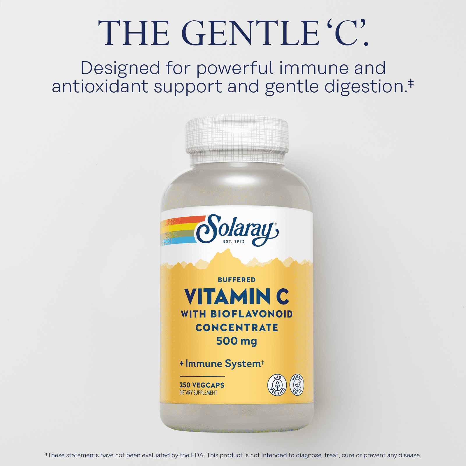 Solaray Vitamin C w/ Bioflavonoid Complex 500mg | Buffered for Easy Digestion | Healthy Immune System, Collagen Synthesis & Antioxidant Support | 250 VegCaps