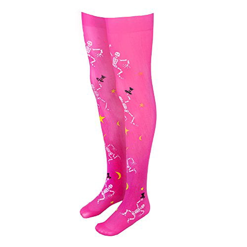Pink Mid-rise Spooky Skeletons Halloween Childrens Cosplay Costume Tights