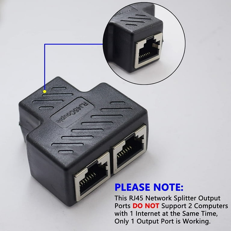 CERRXIAN RJ45 Splitter Adapter, RJ45 Female to 2 Female Splitter Coupler  LAN Ethernet Network 1 to 2 Adapter (2-Pack)