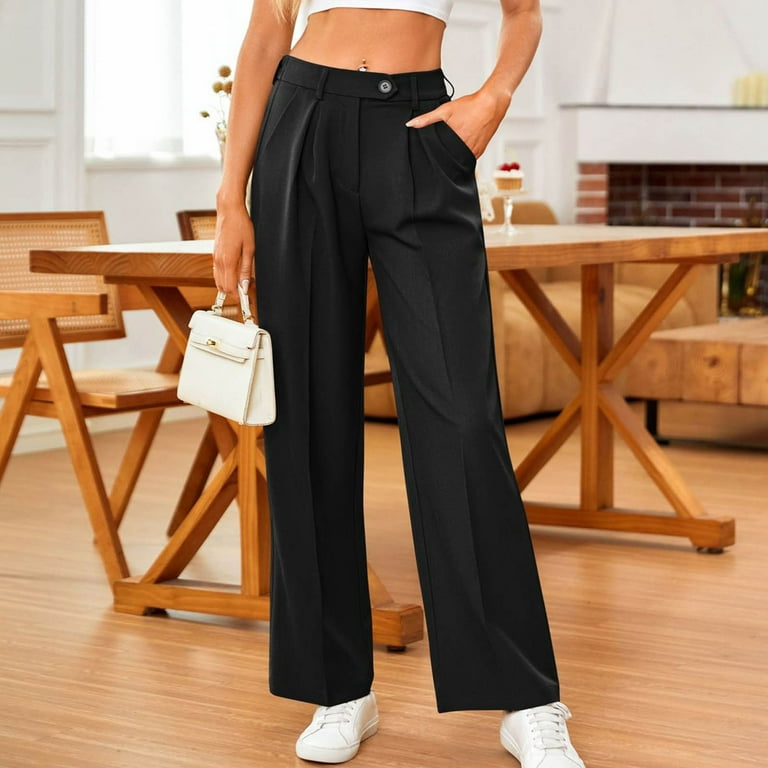slim fit dress slacks Donna Black High Waist Dress Pants main image 1