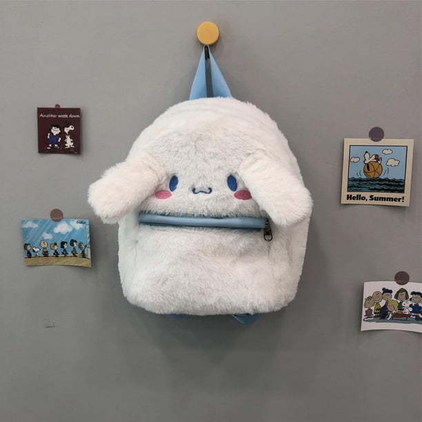 Bonita mochila con forma de perro con orejas grandes de dibujos animados, mochila para estudiantes, bolso con forma de corazón para chica peluda