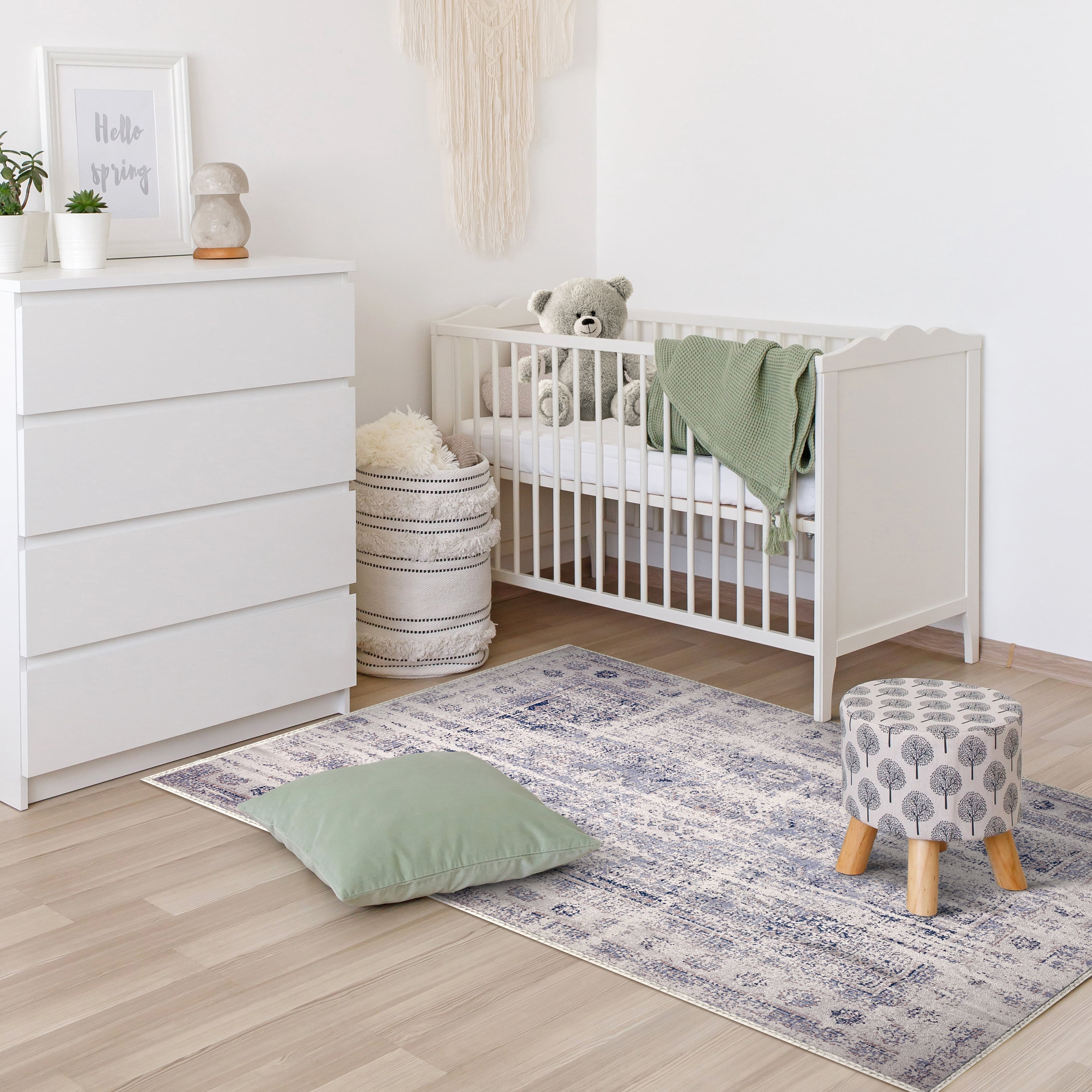 Sorbus 3x5 Washable Area Rug – Non-Slip Vintage Entryway Carpet with Rubber Backing