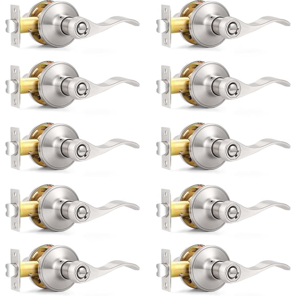 10-Pack Probrico Privacy Door Levers Interior Door Handles Levers, Satin Nickel