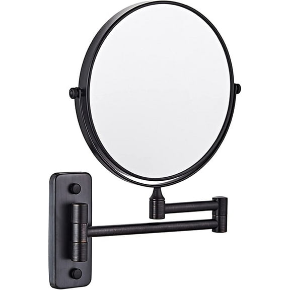 Wall Mounted Makeup Mirror, Black Double Sided Magnifying Mirror, Swivel Folding Extendable Bathroom Vanity Mirrors,6 inch,7X