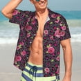 thumbnail image 5 of Lsque Rose Mix Leopard 2 pattern Hawaiian Shirt for Men, Unisex Summer Beach Casual Short Sleeve Button Down Shirts-XX-Large, 5 of 9