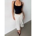 thumbnail image 4 of Black And White Polka Dot Asymmetrical Low Waist Knee-Length Skirt For Women, 4 of 7
