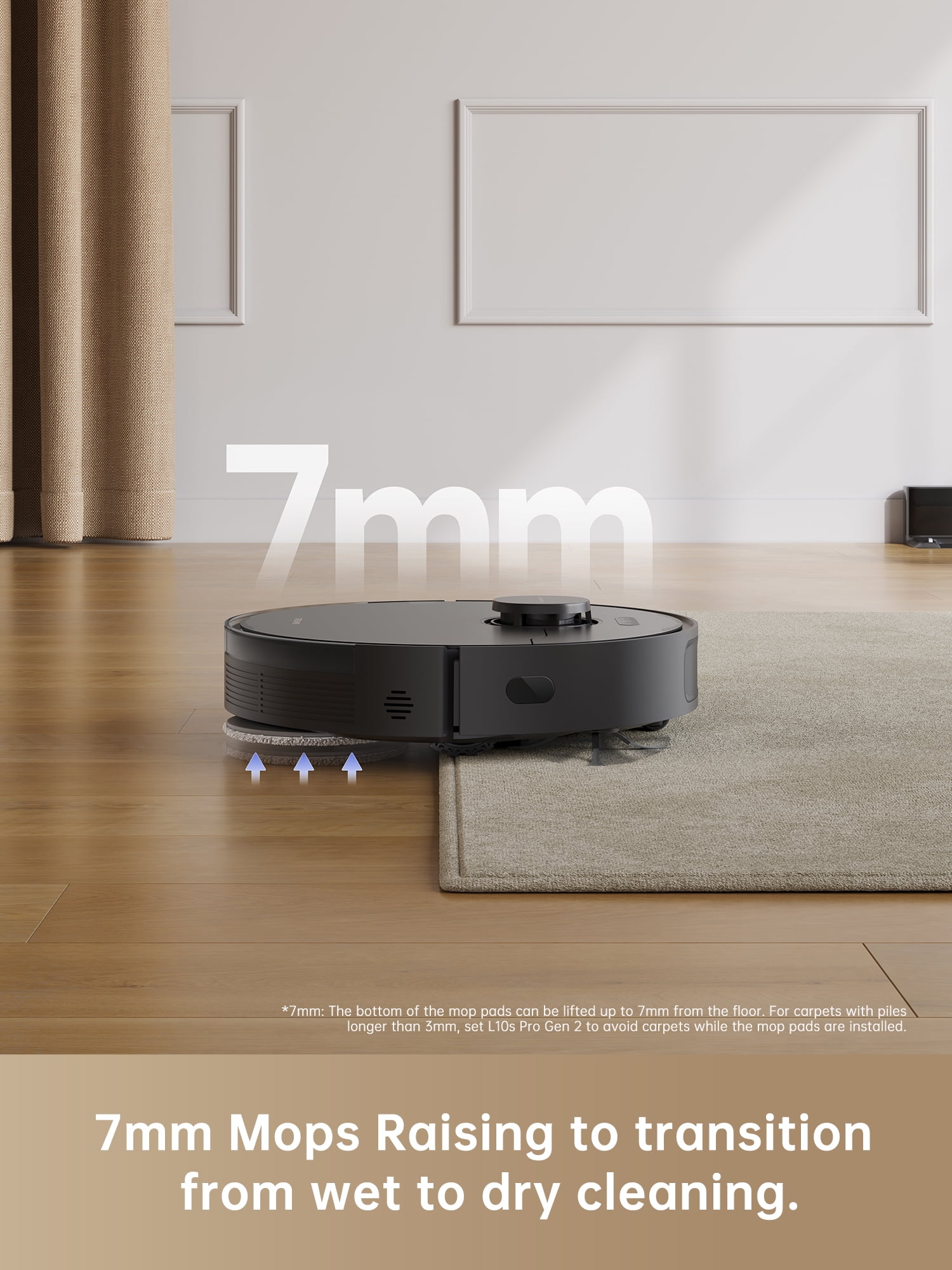 Dreame L10s Pro Gen 2 Robot Vacuum and Mop Combo, 7000Pa Suction, DuoScrub Mopping,7mm Auto Lifting Mop, Ultrasonic Carpet Detection, All-Rubber Roller Brush, Ideal for Pet Hair, Hard Floor, Carpet