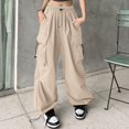 thumbnail image 5 of YujiCraft Women's Lace-Up Elastic Waist Solid Color Casual Trousers, Slim Fit Ankle Pants with Belt Loops,L, 5 of 5