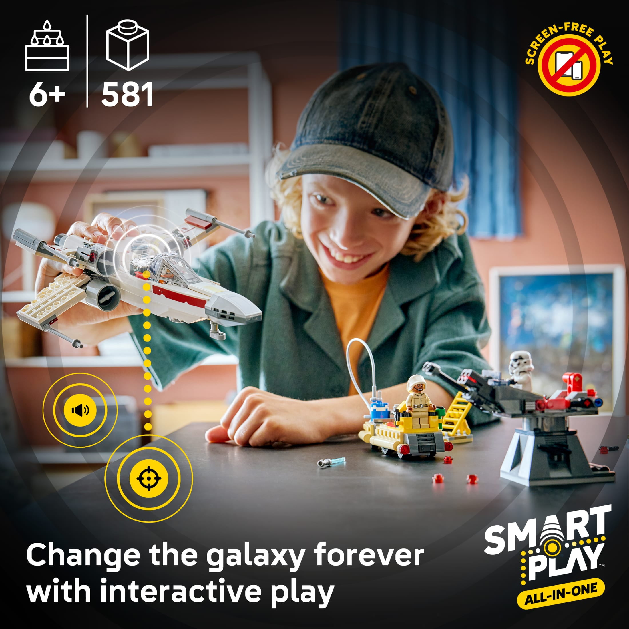 LEGO Star Wars SMART Play: Luke’s Red Five X-Wing Interactive Building Toy - All-In-One Set - Reacts to How You Move and Play with a SMART Brick - Gift for Boys, Girls, Kids Ages 6+ - 75423