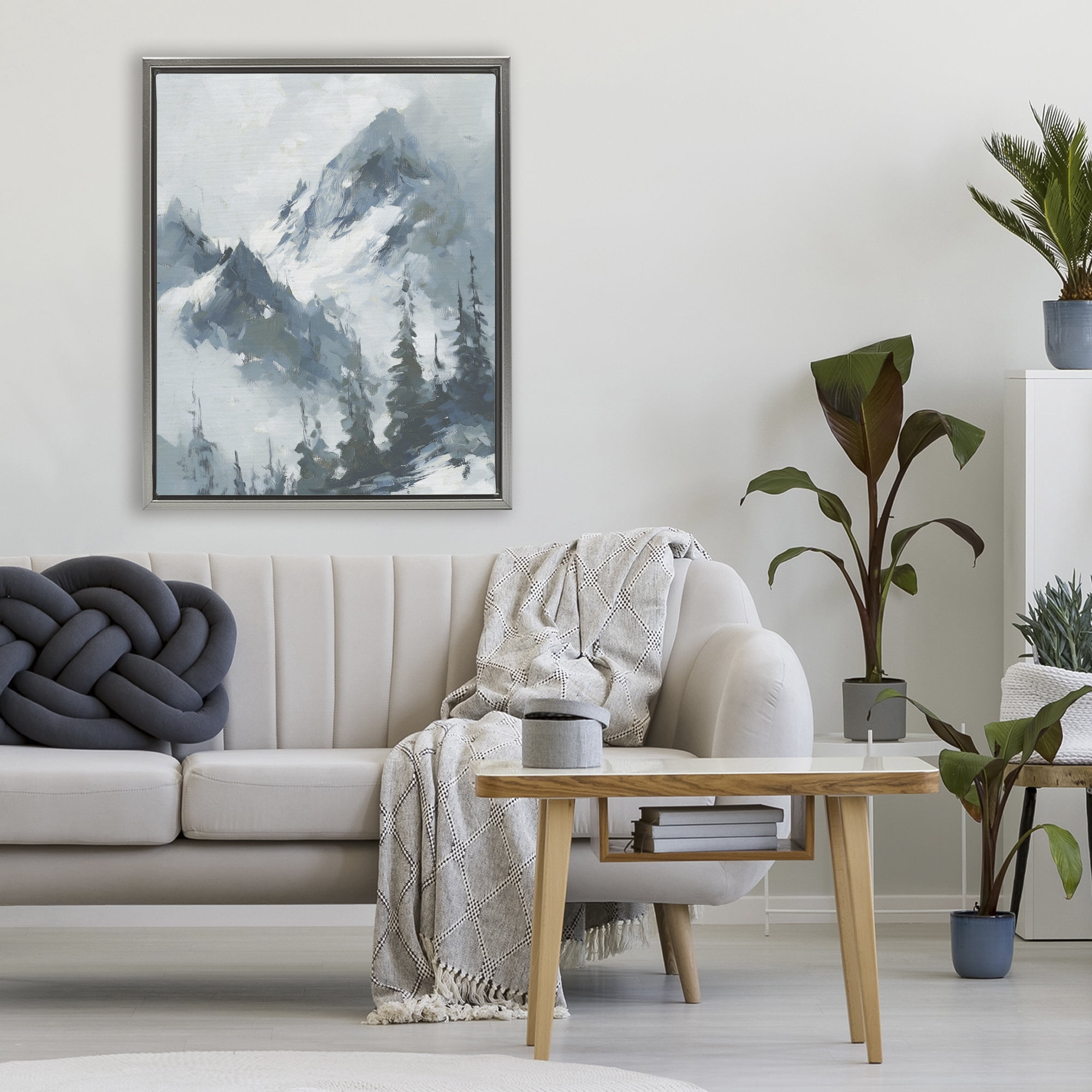 Stupell Industries Frozen Majesty Mountains Gray Framed Floater Canvas Wall Art, design by Svetlana Aleynikova
