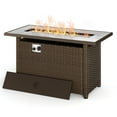 thumbnail image 4 of Propane Fire Pit Table with Waterproof Cover and Glass Rock, Lofka 45" Rattan 50000 BTU Gas Fire Pit with Lit for Outside, Brown, 4 of 6